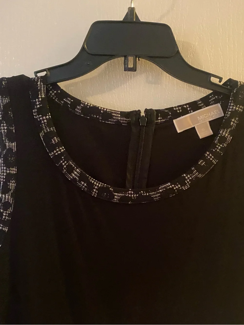 Michael Kors Black Sleeveless Midi Dress with Textured Trim